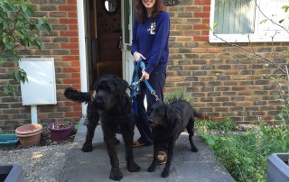 Moses (L) and Amy with owner Giulia