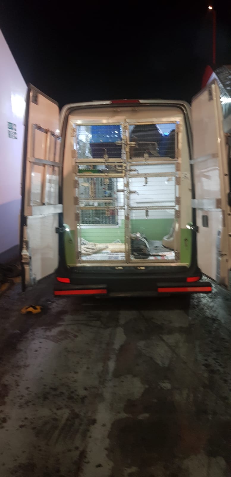 When couriers Glenn and Shane went to check in for the ferry from Patras, they were told they couldn't have an open space on the deck for the van. (We always ask for deck space to ensure plenty of fresh air for our passengers.) So they quickly changed tack and made for the port of Igoumenitsa. Where they boarded the very same ferry, and were given the space on the deck they'd been told they couldn't have!
