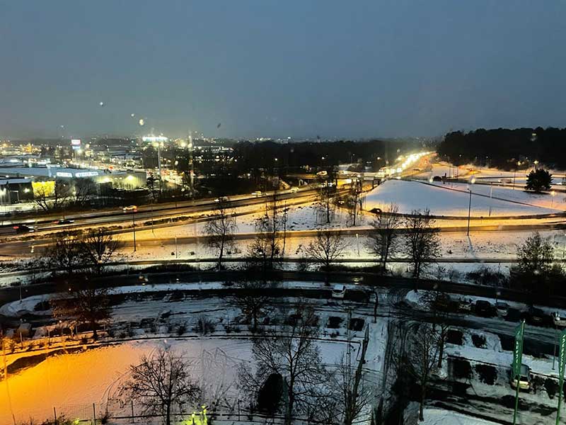 A snowy view of Jönköping