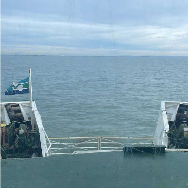 After dropping Quincy off with his family, courier Gwen drove to Calais, where she boarded the Dover-bound ferry