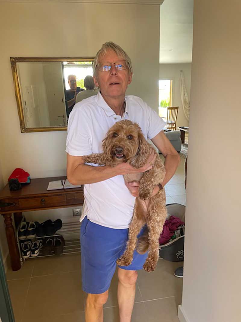 Adorable Cassie travelled with us from Scotland to the Algarve, where John was delighted to have her back in his arms