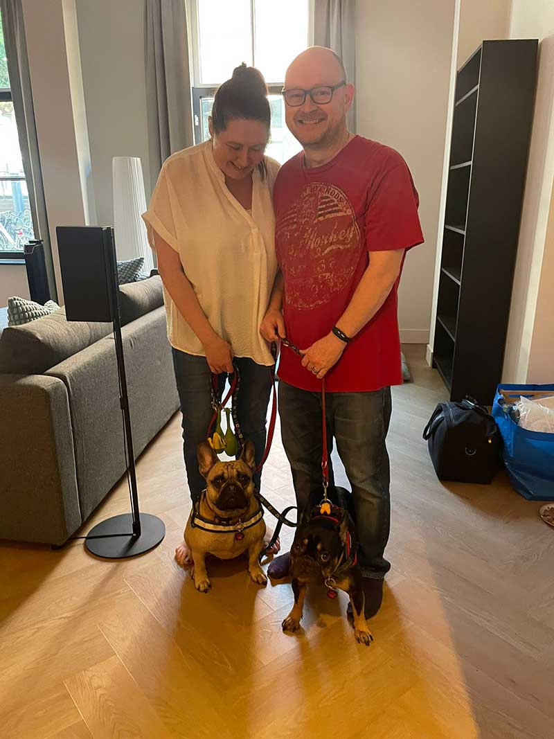 Michele and Matt seeing their adored dogs away