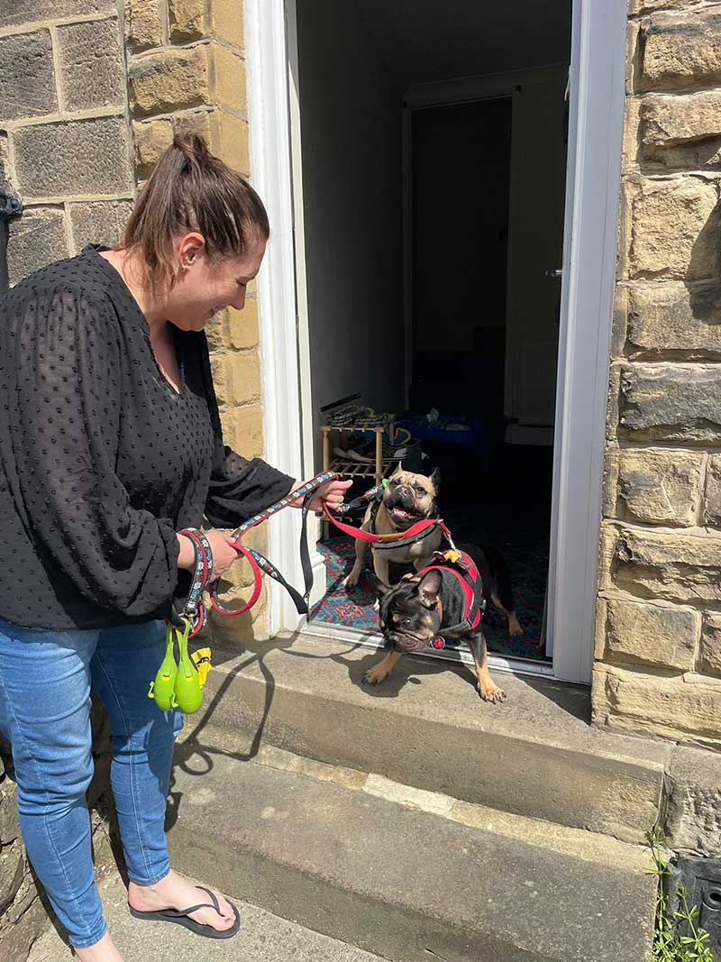 Michele welcoming Emmy and Teddy to their Yorkshire home