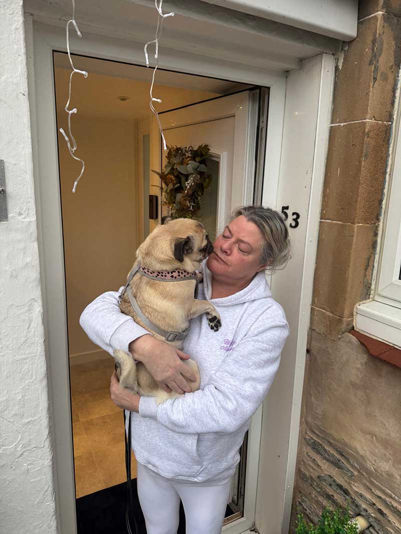Skye's destination was Dunoon, Scotland, where she was greeted with hugs and kisses