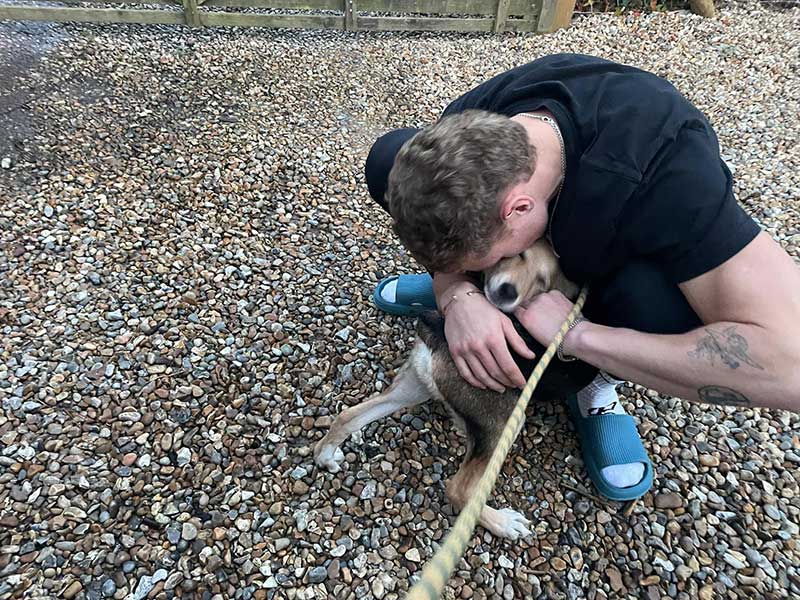 A loving hug for new arrival Thunder