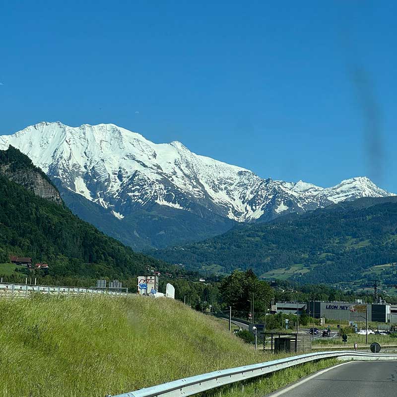 Passing by stunning Mont Blanc