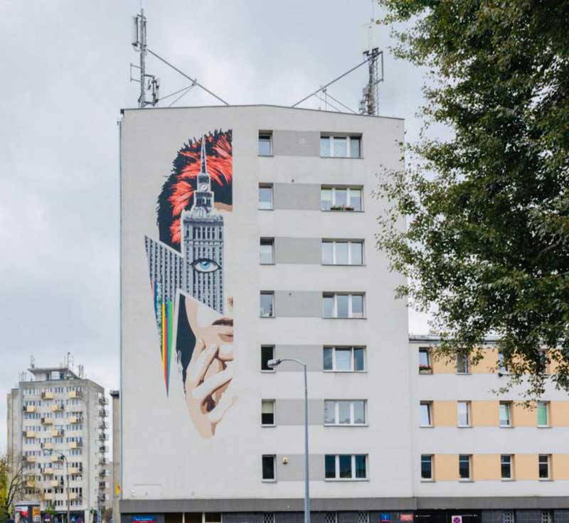 An eye-catching David Bowie mural in the city