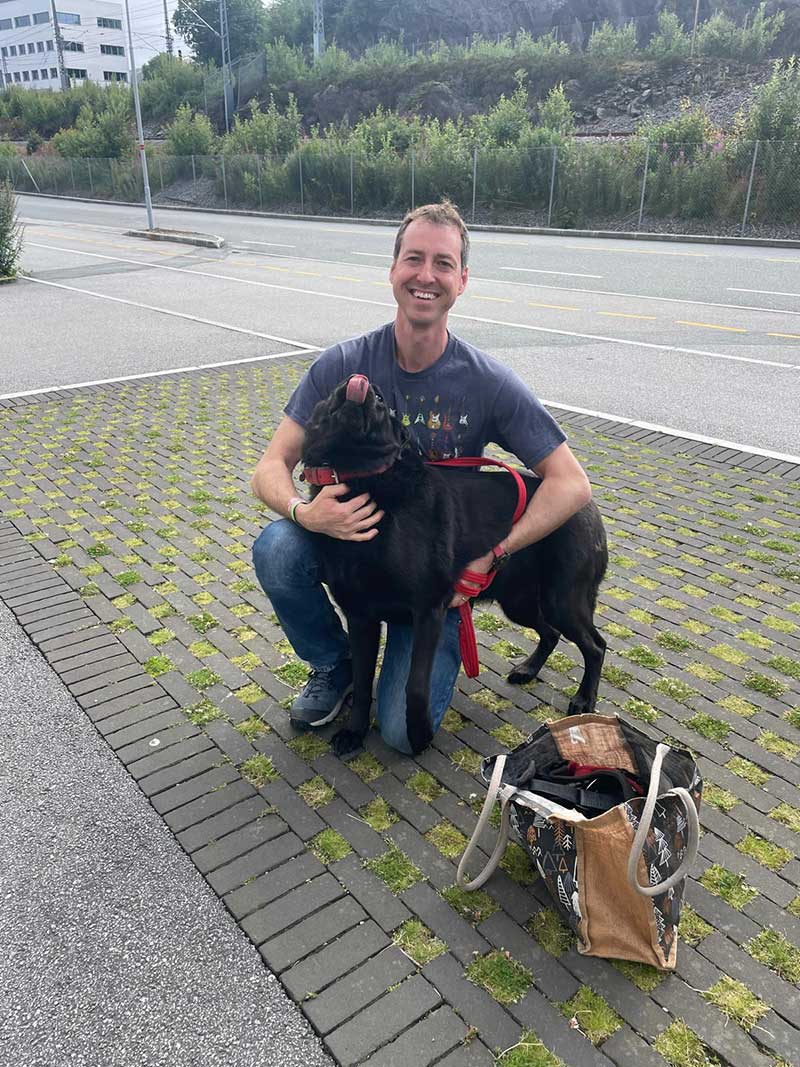 Floki so excited to be back with Greg