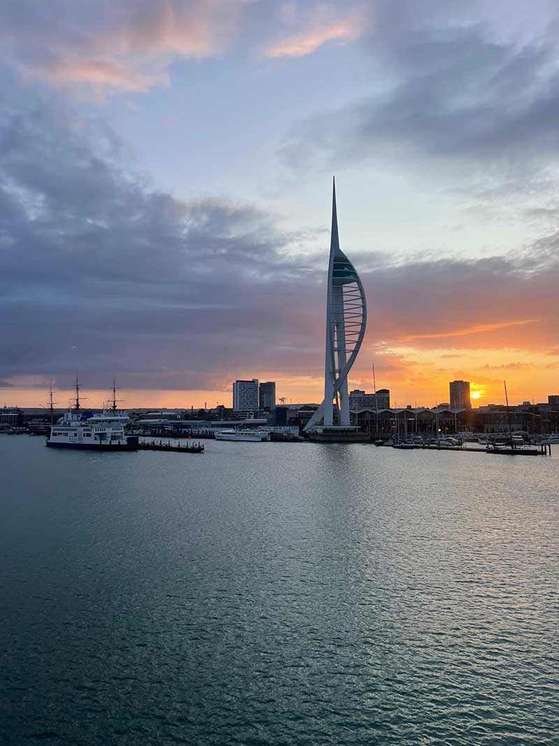 …and the familiar landmark of the Spinnaker Tower