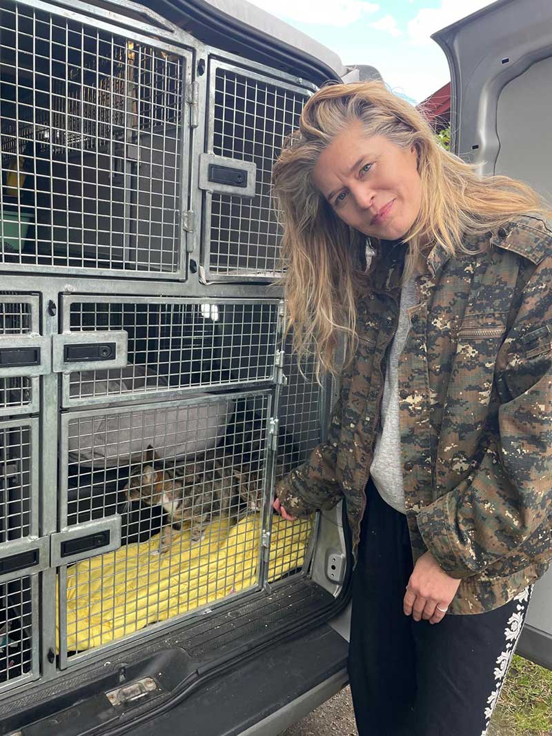 Cecilia seeing her beloved cats away in London