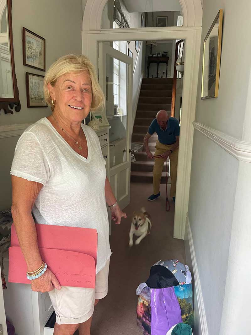 Because Jean and Tony flew on ahead, they were already home to welcome Gus back to England