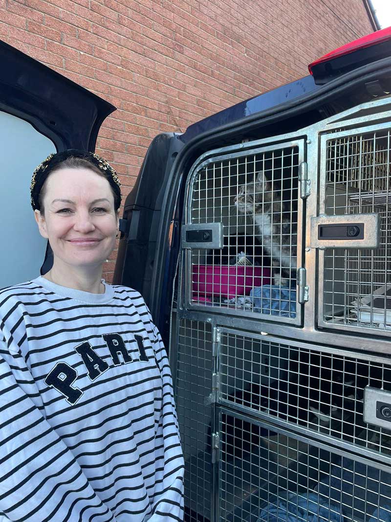 Kirsten on hand to give her beloved cats a proper send-off