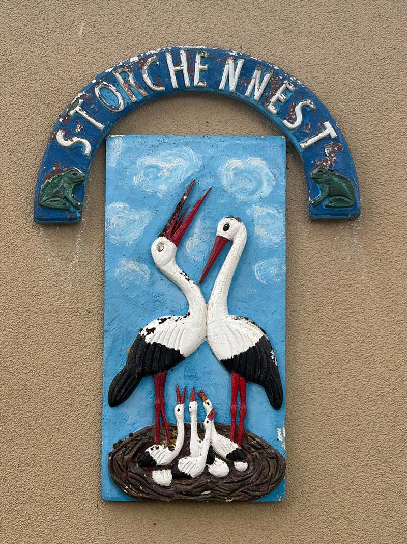 The village is clearly proud of its nesting storks