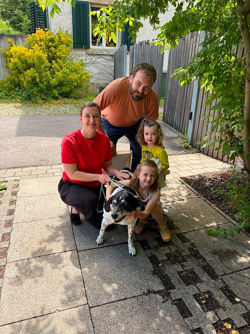 All the family was on hand to welcome Melly to Switzerland