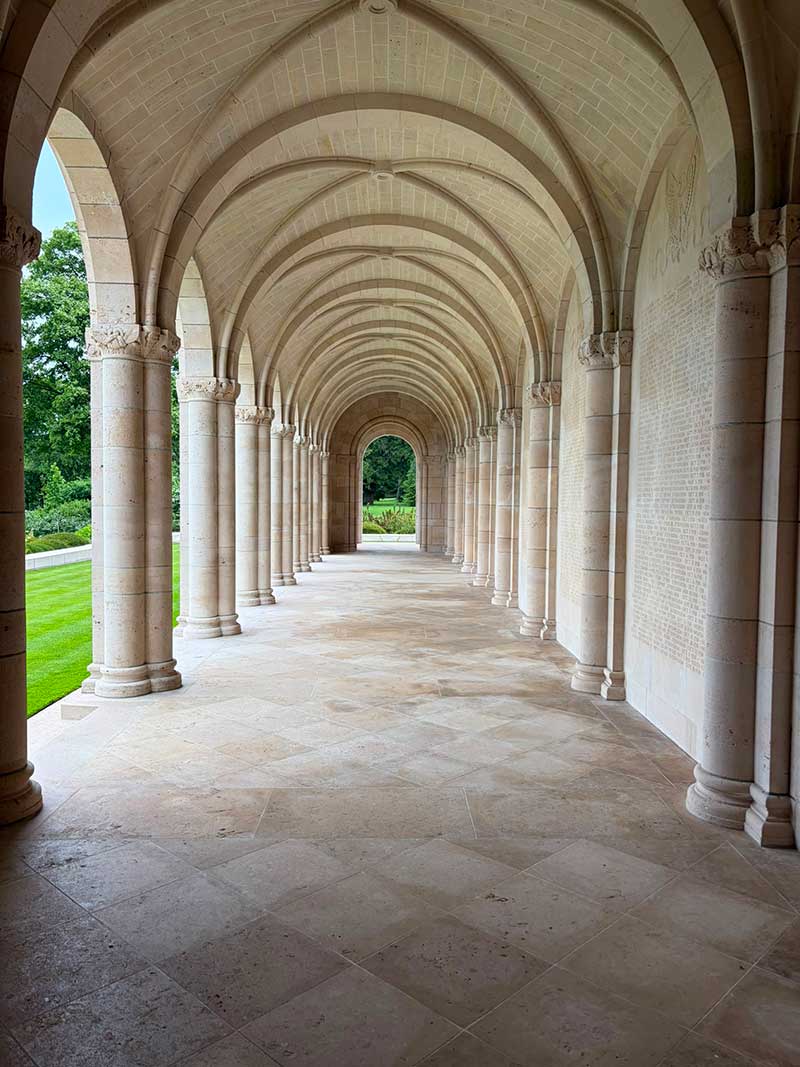 Panels along this walkway list the names of almost 1,000 missing in action